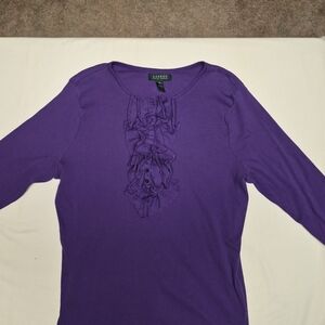 Lauren Ralph Lauren Violet Ruffle Front Blouse